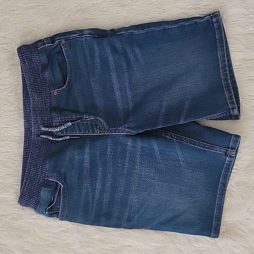 Land's End Boys Pull On Elastic Waist  Denim Medium Wash Shorts Boys Size 10/12